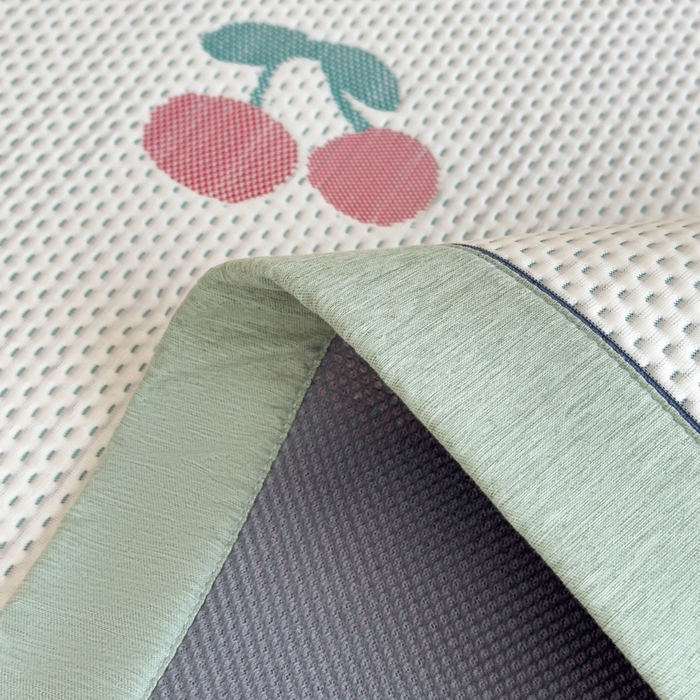 91家纺网 家纺一手货源 找家纺 印季家纺 2026新款三色提花冰爽凉感丝泡泡软席凉席席子 樱桃