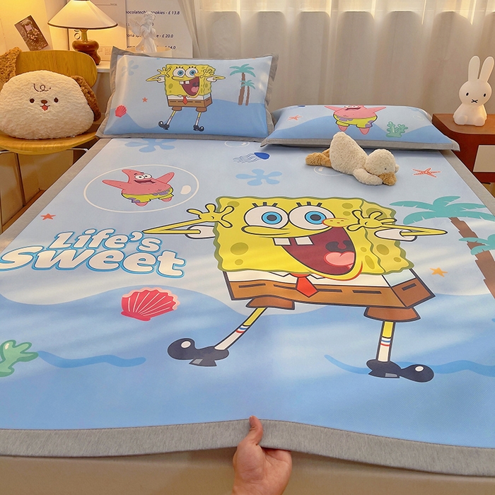 云恋家纺 2026春夏新款大阪卡通冰丝凉席席子空调软席套件 大阪-海底海绵宝宝