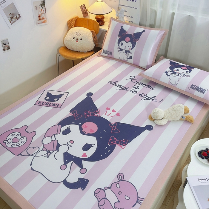 91家纺网 家纺一手货源 找家纺 云恋家纺 2026春夏新款大阪卡通冰丝凉席席子空调软席套件 大阪-调皮库洛米