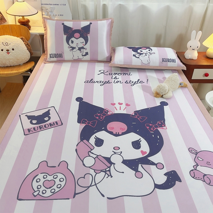 91家纺网 家纺一手货源 找家纺 云恋家纺 2026春夏新款大阪卡通冰丝凉席席子空调软席套件 大阪-调皮库洛米