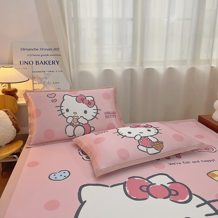 91家纺网 家纺一手货源 找家纺 云恋家纺 2026春夏新款大阪卡通冰丝凉席席子空调软席套件 大阪-优雅凯蒂