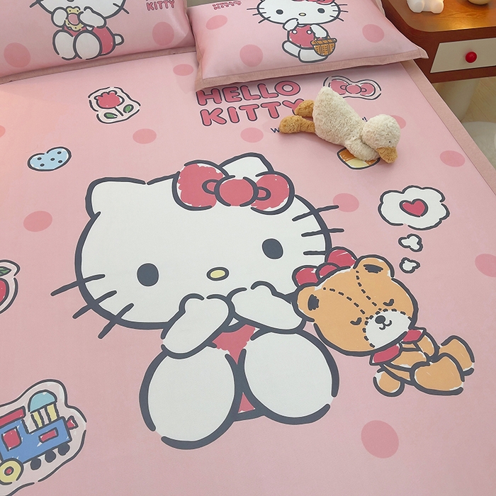 91家纺网 家纺一手货源 找家纺 云恋家纺 2026春夏新款大阪卡通冰丝凉席席子空调软席套件 大阪-优雅凯蒂