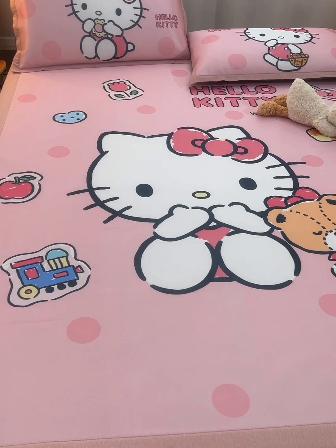 91家纺网 家纺一手货源 找家纺 云恋家纺 2026春夏新款大阪卡通冰丝凉席席子空调软席套件 大阪-优雅凯蒂