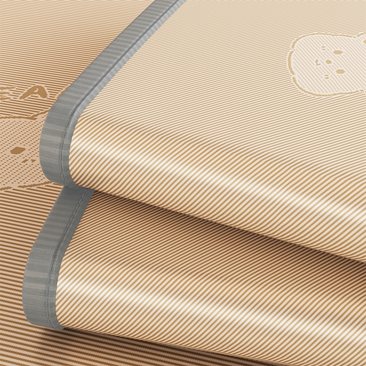 91家纺网 家纺一手货源 找家纺 源舍家纺 2026新款国标质检三明治复合糯叽叽冰丝软凉席成人床 冰丝熊-咖