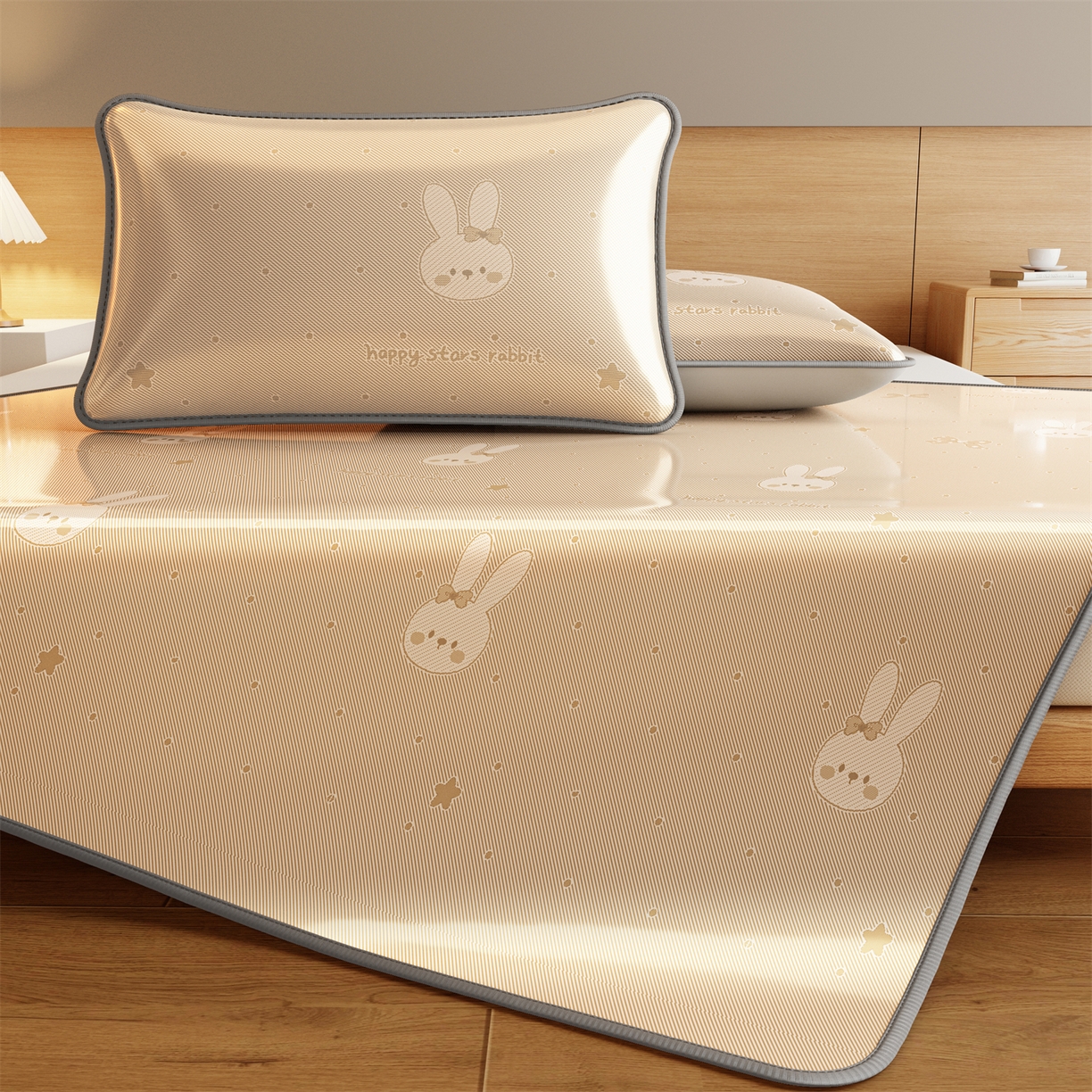 源舍家纺 2026新款国标质检三明治复合糯叽叽冰丝软凉席成人床 冰丝兔-咖