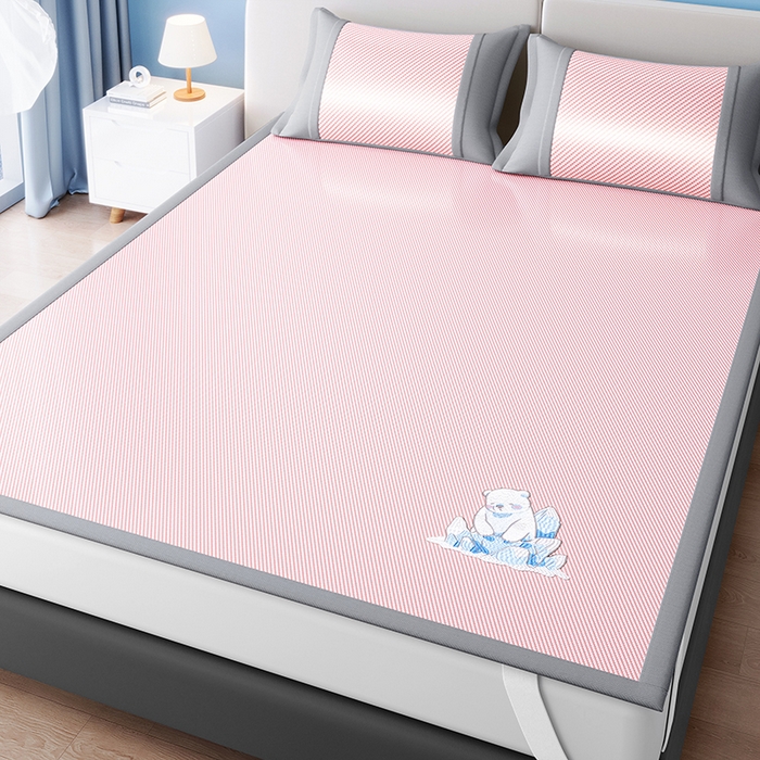 91家纺网 家纺一手货源 找家纺 （总）印季家纺 2026新款可机洗席面绣花冰藤席凉席席子-北极熊