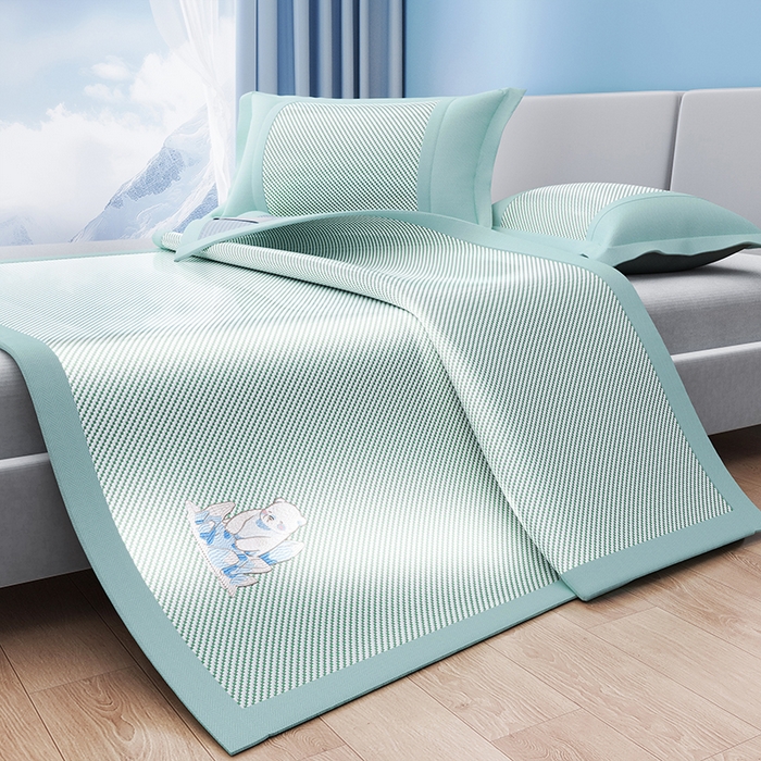 91家纺网 家纺一手货源 找家纺 （总）印季家纺 2026新款可机洗席面绣花冰藤席凉席席子-北极熊