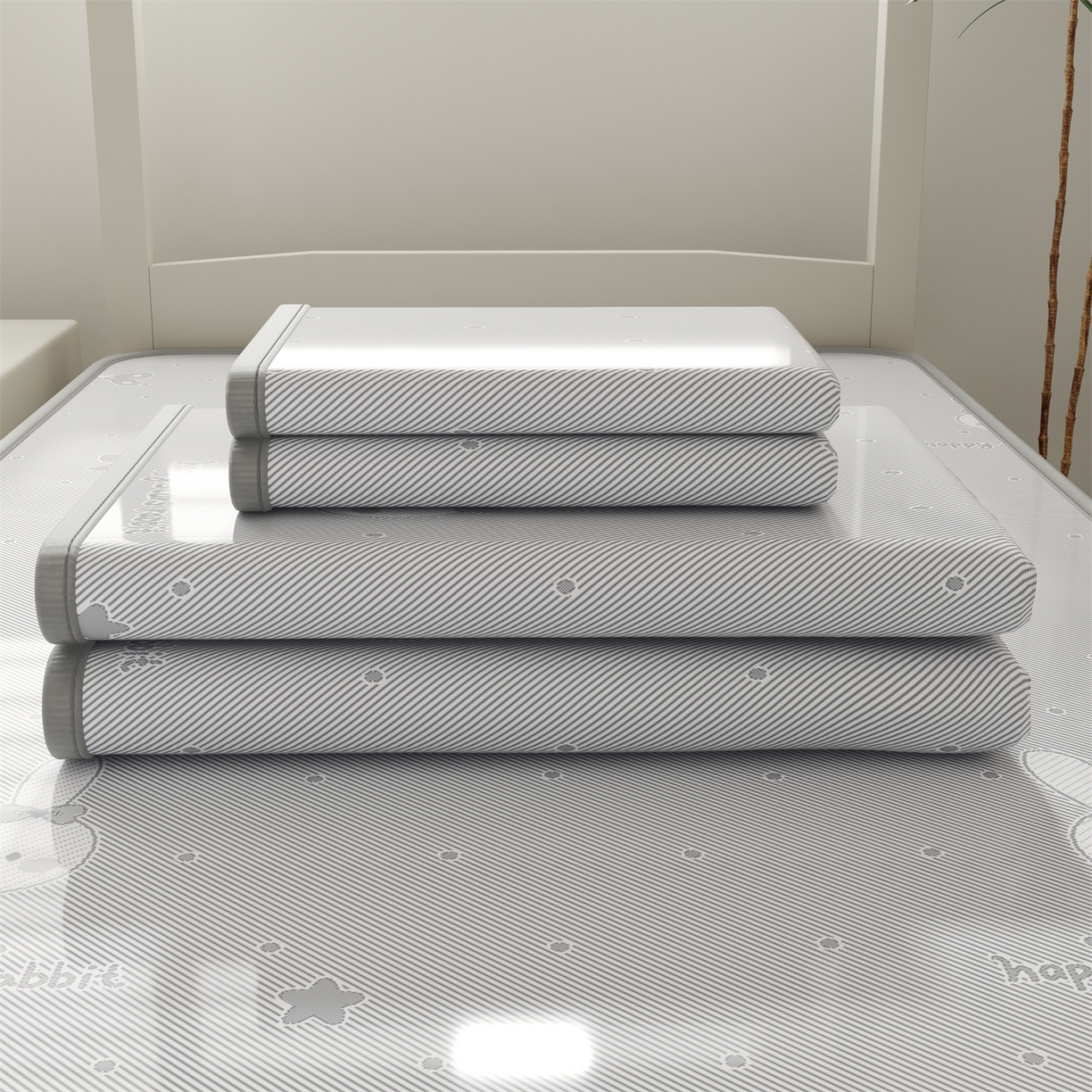 91家纺网 家纺一手货源 找家纺 源舍家纺 2026新款国标质检三明治复合糯叽叽冰丝软凉席学生床 冰丝兔-灰