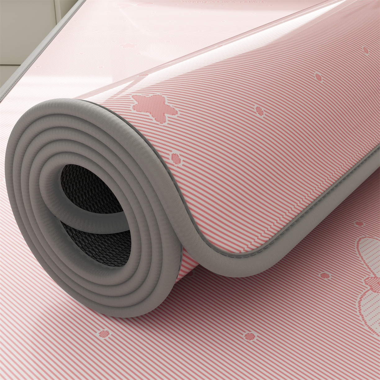 91家纺网 家纺一手货源 找家纺 源舍家纺 2026新款国标质检三明治复合糯叽叽冰丝软凉席学生床 冰丝兔-粉