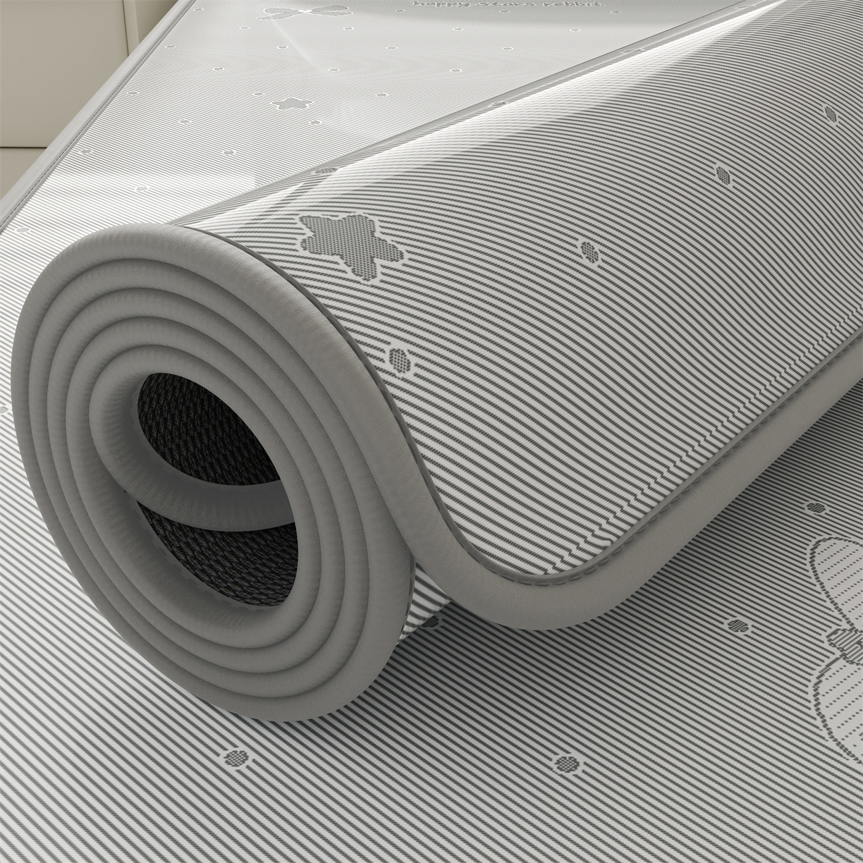 91家纺网 家纺一手货源 找家纺 源舍家纺 2026新款国标质检三明治复合糯叽叽冰丝软凉席学生床 冰丝兔-灰