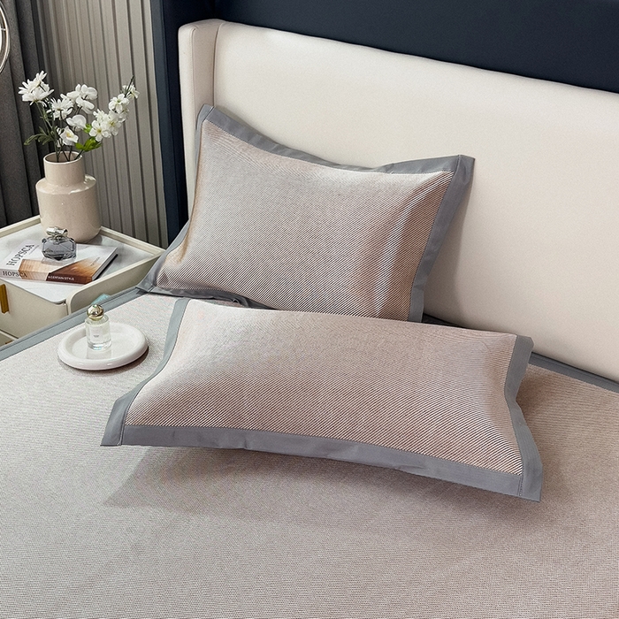 91家纺网 家纺一手货源 找家纺 印季家纺 2026新款纯色加密冰藤床裙款席子凉席 咖啡