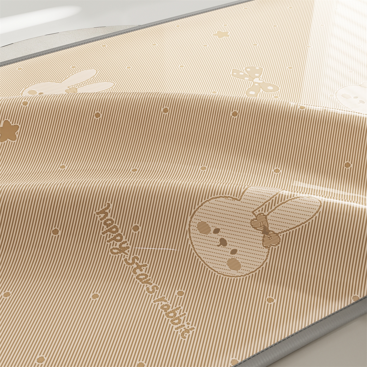 91家纺网 家纺一手货源 找家纺 源舍家纺 2026新款国标质检三明治复合糯叽叽冰丝软凉席学生床 冰丝兔-咖