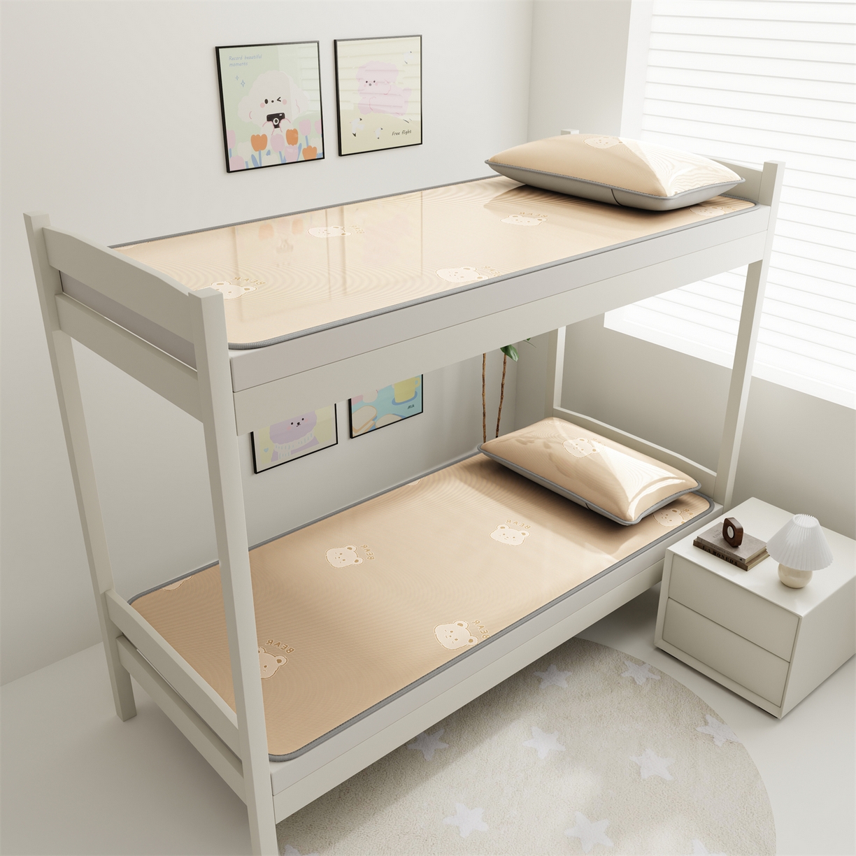 91家纺网 家纺一手货源 找家纺 源舍家纺 2026新款国标质检三明治复合糯叽叽冰丝软凉席学生床 冰丝熊-咖