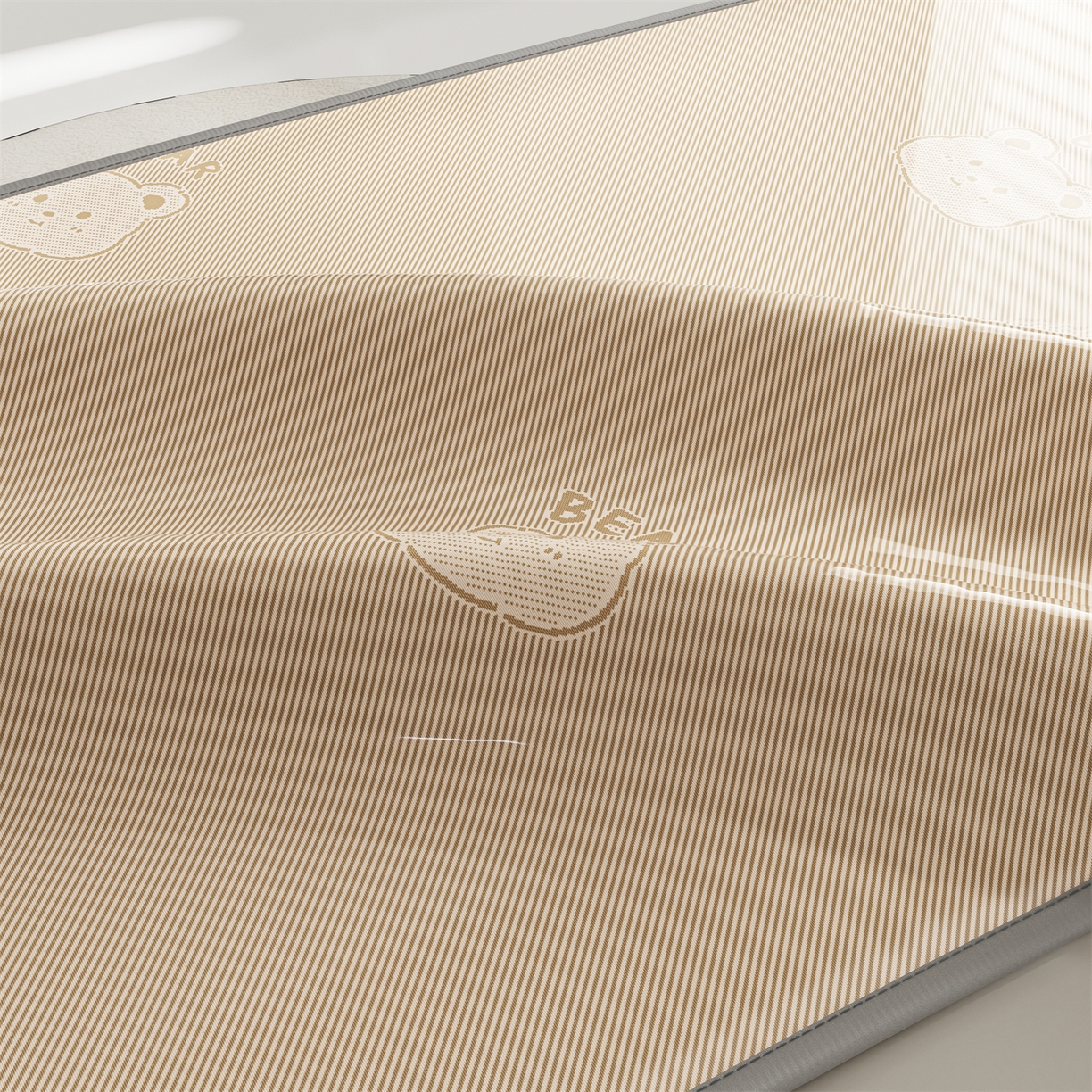 91家纺网 家纺一手货源 找家纺 源舍家纺 2026新款国标质检三明治复合糯叽叽冰丝软凉席学生床 冰丝熊-咖