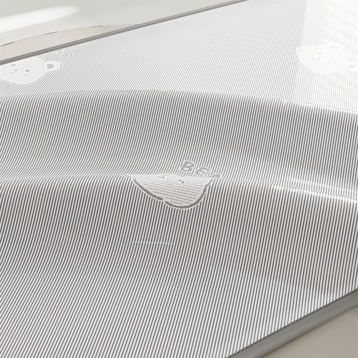 91家纺网 家纺一手货源 找家纺 源舍家纺 2026新款国标质检三明治复合糯叽叽冰丝软凉席学生床 冰丝熊-灰