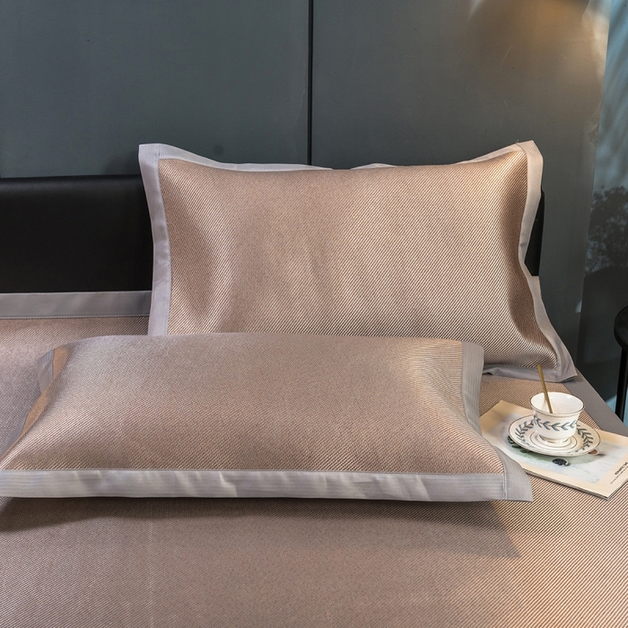 91家纺网 家纺一手货源 找家纺 印季家纺 2026新款刺绣款冰藤席 咖啡