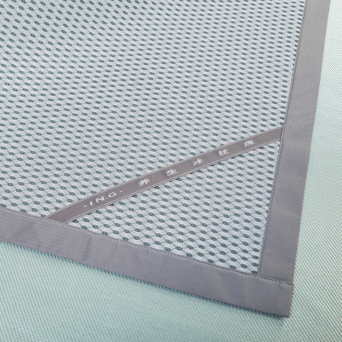 91家纺网 家纺一手货源 找家纺 印季家纺 2026新款刺绣款冰藤席 水绿