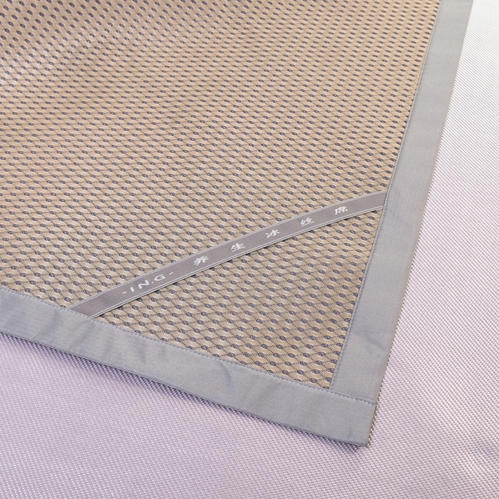 91家纺网 家纺一手货源 找家纺 印季家纺 2026新款刺绣款冰藤席 浅紫