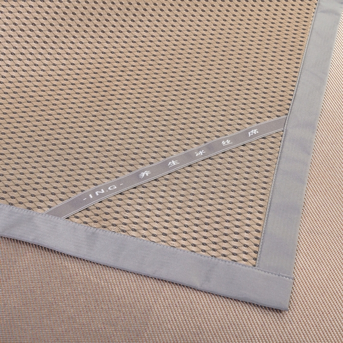 91家纺网 家纺一手货源 找家纺 印季家纺 2026新款刺绣款冰藤席 咖啡