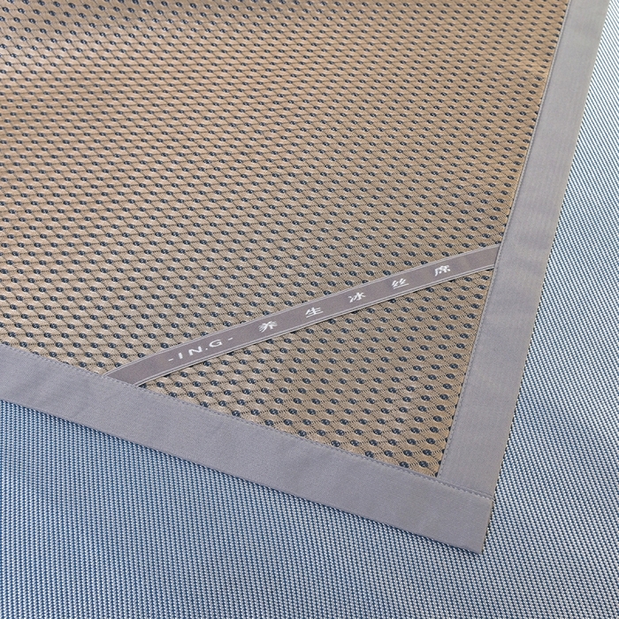 91家纺网 家纺一手货源 找家纺 印季家纺 2026新款刺绣款冰藤席 深蓝