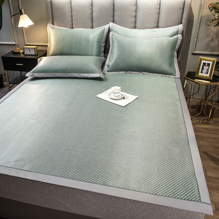 91家纺网 家纺一手货源 找家纺 印季家纺 2026新款高端养生冰藤席席子凉席 斜纹绿