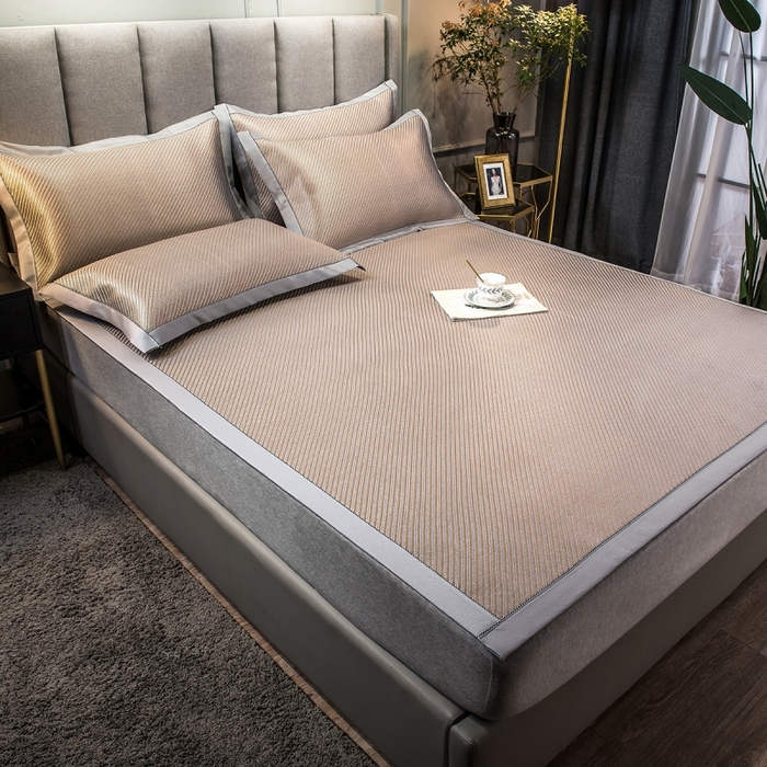 91家纺网 家纺一手货源 找家纺 印季家纺 2026新款高端养生冰藤席席子凉席 斜纹蓝