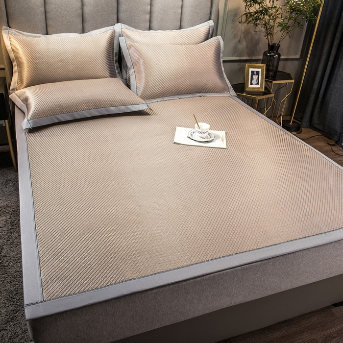 91家纺网 家纺一手货源 找家纺 印季家纺 2026新款高端养生冰藤席席子凉席 斜纹蓝