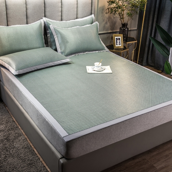 91家纺网 家纺一手货源 找家纺 印季家纺 2026新款高端养生冰藤席席子凉席 斜纹绿