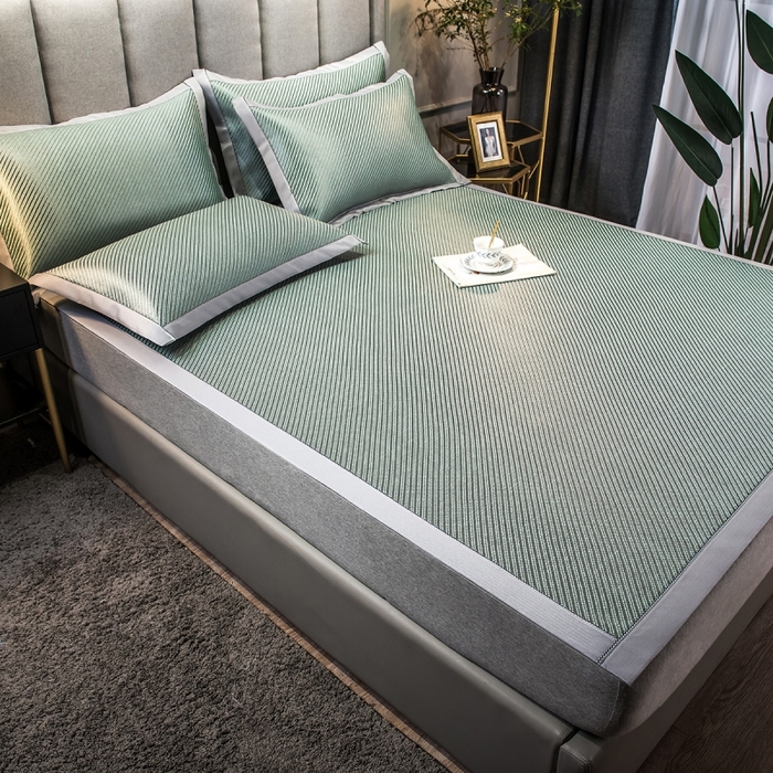 91家纺网 家纺一手货源 找家纺 印季家纺 2026新款高端养生冰藤席席子凉席 斜纹绿