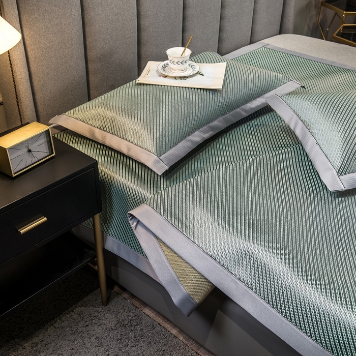 91家纺网 家纺一手货源 找家纺 印季家纺 2026新款高端养生冰藤席席子凉席 斜纹绿