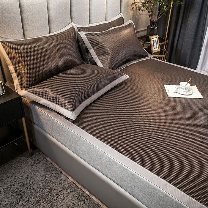 印季家纺 2026新款高端养生冰藤席席子凉席 深咖小点