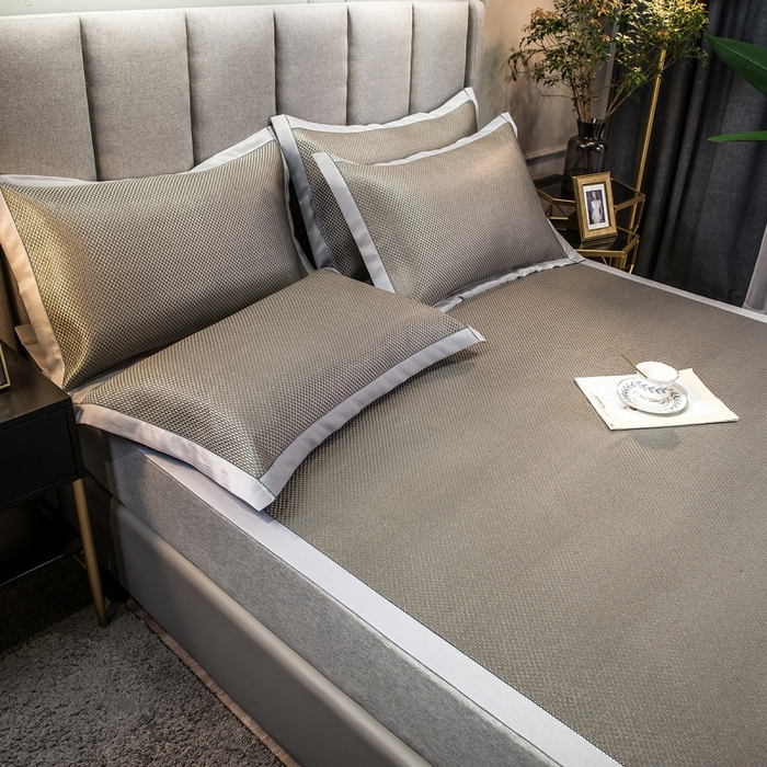 印季家纺 2026新款高端养生冰藤席席子凉席 银绿小格