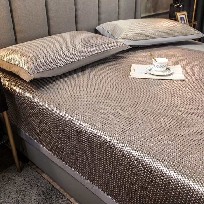 91家纺网 家纺一手货源 找家纺 印季家纺 2026新款高端养生冰藤席席子凉席 银棕小格