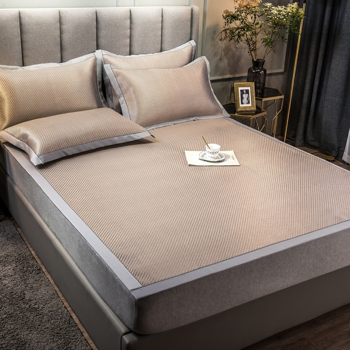 91家纺网 家纺一手货源 找家纺 印季家纺 2026新款高端养生冰藤席席子凉席 斜纹蓝