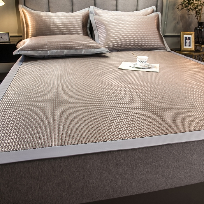 91家纺网 家纺一手货源 找家纺 印季家纺 2026新款高端养生冰藤席席子凉席 格调咖