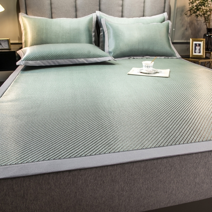 91家纺网 家纺一手货源 找家纺 印季家纺 2026新款高端养生冰藤席席子凉席 斜纹绿