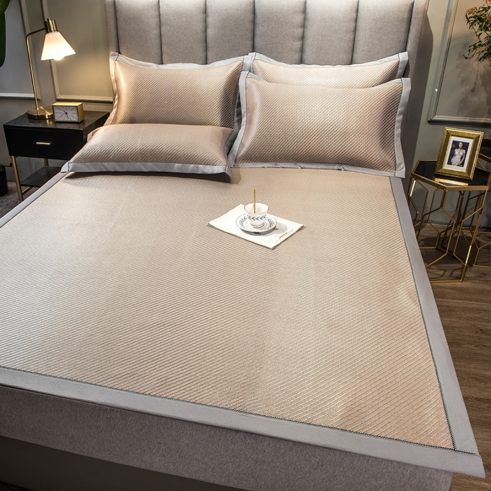 91家纺网 家纺一手货源 找家纺 印季家纺 2026新款高端养生冰藤席席子凉席 斜纹蓝