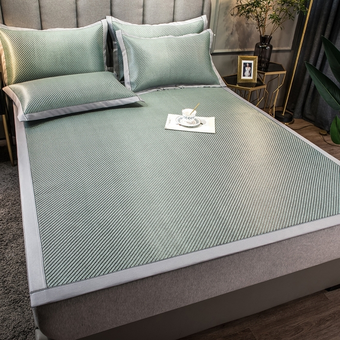 91家纺网 家纺一手货源 找家纺 印季家纺 2026新款高端养生冰藤席席子凉席 斜纹绿