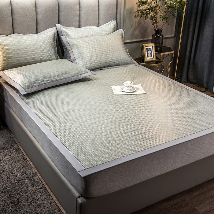 91家纺网 家纺一手货源 找家纺 印季家纺 2026新款高端养生冰藤席席子凉席 格调绿