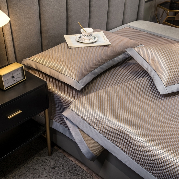 91家纺网 家纺一手货源 找家纺 印季家纺 2026新款高端养生冰藤席席子凉席 斜纹蓝