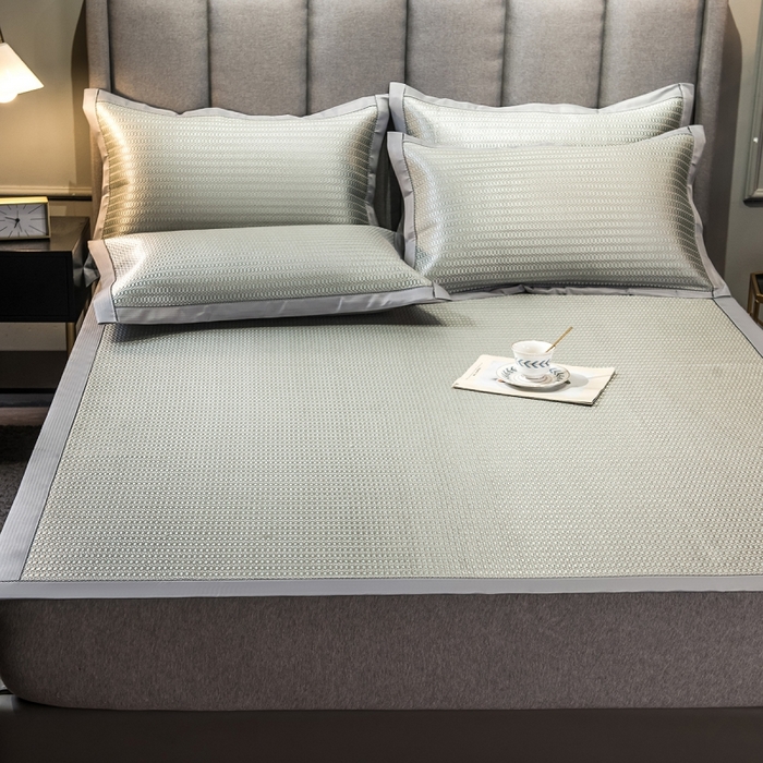 91家纺网 家纺一手货源 找家纺 印季家纺 2026新款高端养生冰藤席席子凉席 格调绿