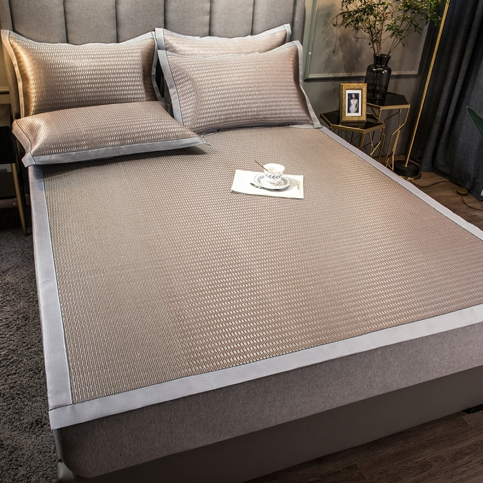 91家纺网 家纺一手货源 找家纺 印季家纺 2026新款高端养生冰藤席席子凉席 格调咖