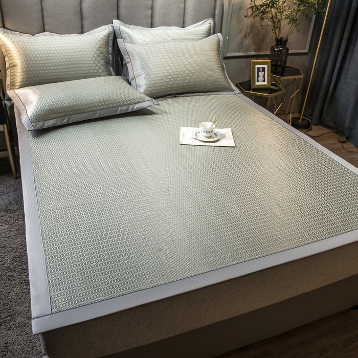 91家纺网 家纺一手货源 找家纺 印季家纺 2026新款高端养生冰藤席席子凉席 格调绿