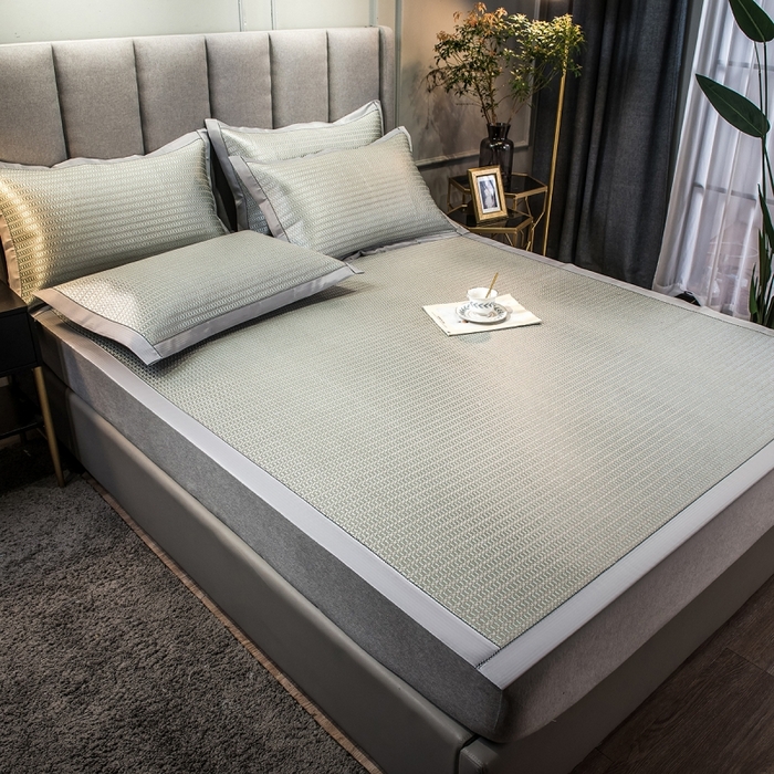 91家纺网 家纺一手货源 找家纺 印季家纺 2026新款高端养生冰藤席席子凉席 格调绿