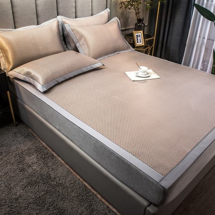 91家纺网 家纺一手货源 找家纺 印季家纺 2026新款高端养生冰藤席席子凉席 斜纹蓝