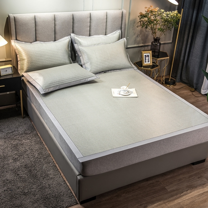 91家纺网 家纺一手货源 找家纺 印季家纺 2026新款高端养生冰藤席席子凉席 格调绿