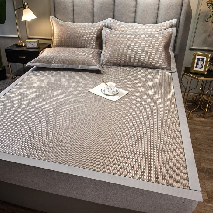 91家纺网 家纺一手货源 找家纺 印季家纺 2026新款高端养生冰藤席席子凉席 格调咖