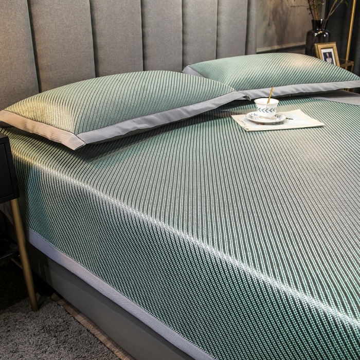 91家纺网 家纺一手货源 找家纺 印季家纺 2026新款高端养生冰藤席席子凉席 斜纹绿