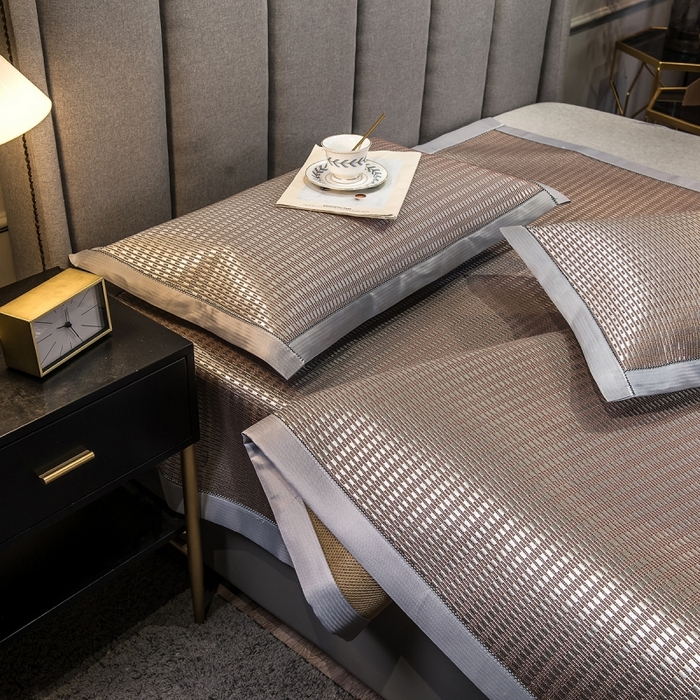 91家纺网 家纺一手货源 找家纺 印季家纺 2026新款高端养生冰藤席席子凉席 格调咖