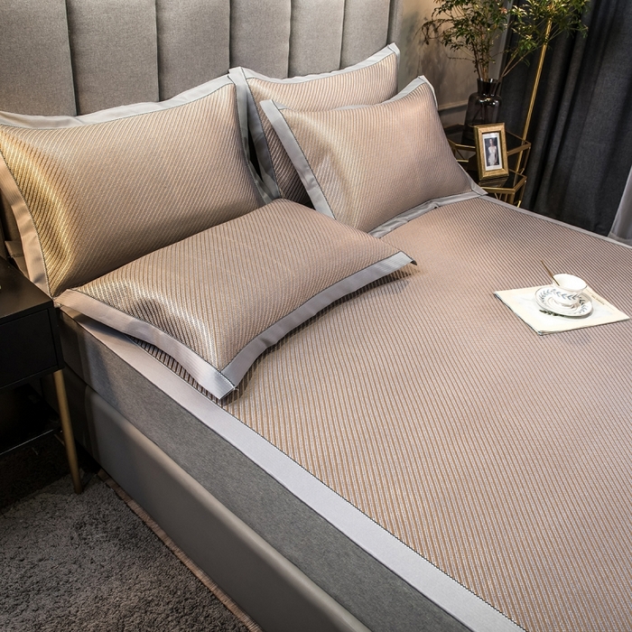 91家纺网 家纺一手货源 找家纺 印季家纺 2026新款高端养生冰藤席席子凉席 斜纹蓝